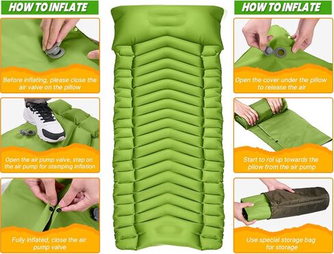باي ميستليتو وسادة نوم للتخييم 2023، سجادة نوم قابلة للنفخ مع وسادة مضخة، مرتبة هوائية صغيرة وخفيفة الوزن ومقاومة للماء للتخييم بشنطة الظهر والمشي لمسافات طويلة والخيمة والسفر in Kuwait