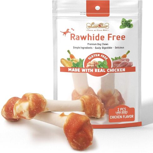 LuvChew Chicken Dog Chew Bones Medium, Rawhide Free, Grain Free, Made with Real Chicken & Wholesome Vegetables, Knotted Bones Medium 5pcs/Pack in Saudi Arabia