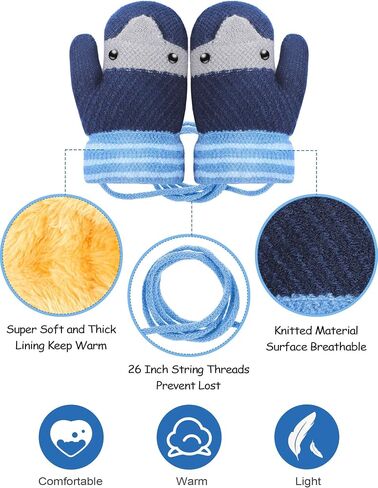 SATINIOR 4 Pair Toddler Mittens Fleece Lined Gloves Kid Snow Winter Knit Mittens for Baby Boys and Girls in Saudi Arabia