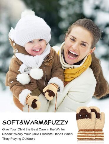 SATINIOR 4 Pair Toddler Mittens Fleece Lined Gloves Kid Snow Winter Knit Mittens for Baby Boys and Girls in Saudi Arabia