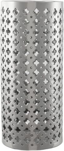 حامل مظلة سيراميك من ارستريا مصنوع يدويا من السيراميك الفاخر، حامل مظلة مجوف، مزهرية كبيرة منحوتة يدويا للمظلة وعصي المشي للمدخل والاماكن الداخلية بارتفاع 18 انش، فضي in Kuwait