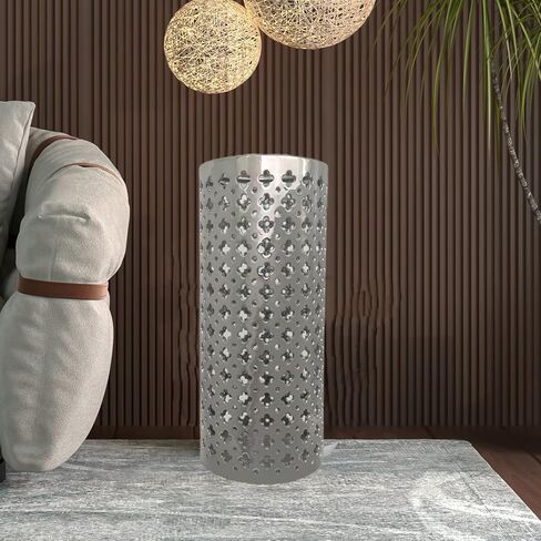 حامل مظلة سيراميك من ارستريا مصنوع يدويا من السيراميك الفاخر، حامل مظلة مجوف، مزهرية كبيرة منحوتة يدويا للمظلة وعصي المشي للمدخل والاماكن الداخلية بارتفاع 18 انش، فضي in Kuwait