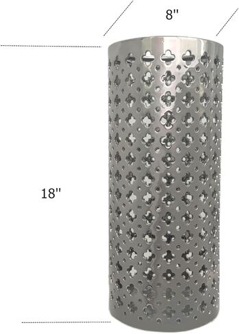 حامل مظلة سيراميك من ارستريا مصنوع يدويا من السيراميك الفاخر، حامل مظلة مجوف، مزهرية كبيرة منحوتة يدويا للمظلة وعصي المشي للمدخل والاماكن الداخلية بارتفاع 18 انش، فضي in Kuwait