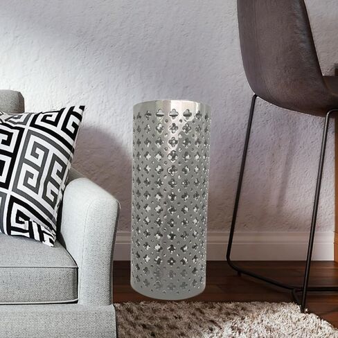 حامل مظلة سيراميك من ارستريا مصنوع يدويا من السيراميك الفاخر، حامل مظلة مجوف، مزهرية كبيرة منحوتة يدويا للمظلة وعصي المشي للمدخل والاماكن الداخلية بارتفاع 18 انش، فضي in Kuwait