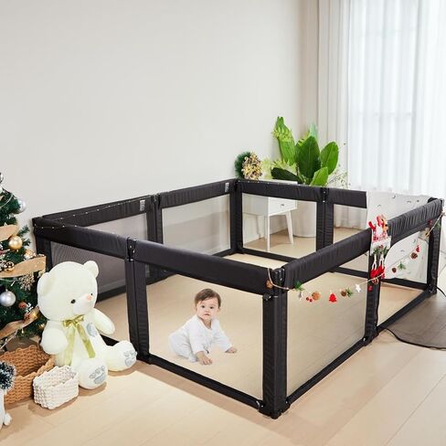 قلم لعب للأطفال من دورادوتي، أقلام لعب كبيرة الحجم وقابلة للتعديل في مركز اللعب للأطفال، قفص لعب للرضع قابل للطي، سياج للأطفال، ساحة لعب آمنة للأطفال الصغار (أسود داكن) in Kuwait