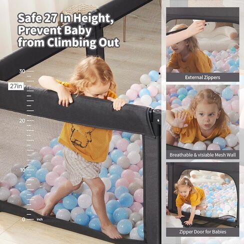 قلم لعب للأطفال من دورادوتي، أقلام لعب كبيرة الحجم وقابلة للتعديل في مركز اللعب للأطفال، قفص لعب للرضع قابل للطي، سياج للأطفال، ساحة لعب آمنة للأطفال الصغار (أسود داكن) in Kuwait