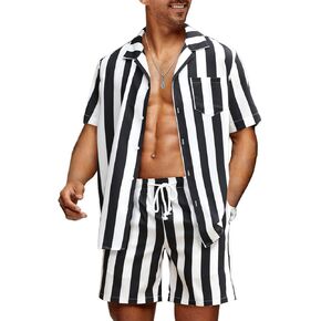 JMIERR Men Hawaiian Matching Set, Casual Summer Beach 2 Piece Outfits Button Down Short Sleeve Shirts and Shorts in Saudi Arabia