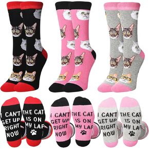 Vicenpal 3 Pairs Novelty Cat Socks Women, Funny Gifts for Cat Lovers Cat Dress Socks Men Cute Animal Socks, Mainly Gray, Black, Pink in Saudi Arabia