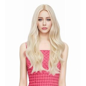 شعر مستعار أشقر طويل مموج من روجليس للنساء بدون أي غرة، شعر طبيعي ناعم مع شعر مستعار مقاوم للحرارة في الجزء الأوسط لحفلات الهالوين التنكرية والأزياء التنكرية in Kuwait