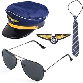 Beelittle Airline Pilot Captain Costume Kit Pilot Dress up Accessory Set with Aviator Sunglasses in Saudi Arabia