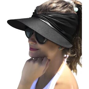 Women Visor Ponytail Sun Hat UPF 50+ UV Protection Wide Brim Beach Cap Summer Hat Outdoor