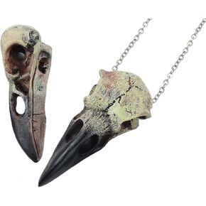 Sprstar القوطية الغراب الجمجمة قلادة، الجمجمة الغراب، فايكنغ الراتنج الطيور الجمجمة القوطي هدية، قابل للتعديل الجلود الحبل الرجال والنساء قلادة in Kuwait
