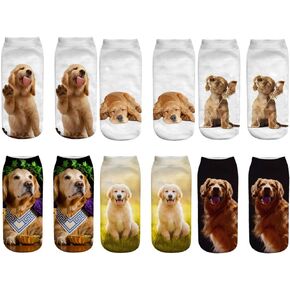 Angelteers Unisex's Lovely 3D Golden Retriever Ankle Socks for Young Dog Lover, Golden Retriever, 10.2 x 7.9 x 0.7 inches