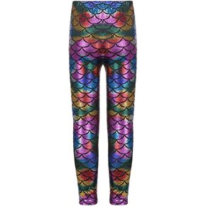 Loxdonz Kids Baby Girls Mermaid Fish Scale Stretch Long Leggings Tight Pants