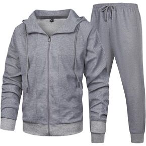 DUOFIER بدلة رياضية للرجال طقم مكون من قطعتين بدلة رياضية بغطاء للرأس بلون سادة in Kuwait