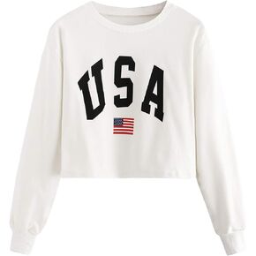 SweatyRocks Women's Crop Top Letter Printed Sweatshirt Hoodie