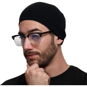 100% Natural Cotton Beanie Skull Cap | Lightweight Single Layer Crochet Cooling Sleep Chemo Caps | Zigzag and Ribbed Patterns