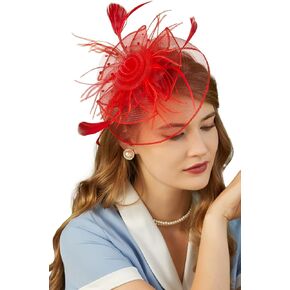 قبعة Cizoe Fascinators للنساء مع حجاب شبكي من الريش وعصابة رأس لحفلات الزفاف وحفلات الشاي وحفلات الكوكتيل