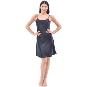 THXSILK Women's Silk Nightgown, 100% Real 19 Momme Mulberry Silk Sleepwear Round Neck Spaghetti Strap Chemise Nightdress