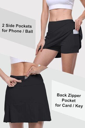 CHICHO Pleated Tennis Skirt for Womens with Pockets Girls 15" High Waist Athletic Skort Skirts for Golf Workout in Kuwait