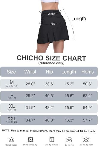 CHICHO Pleated Tennis Skirt for Womens with Pockets Girls 15" High Waist Athletic Skort Skirts for Golf Workout in Kuwait