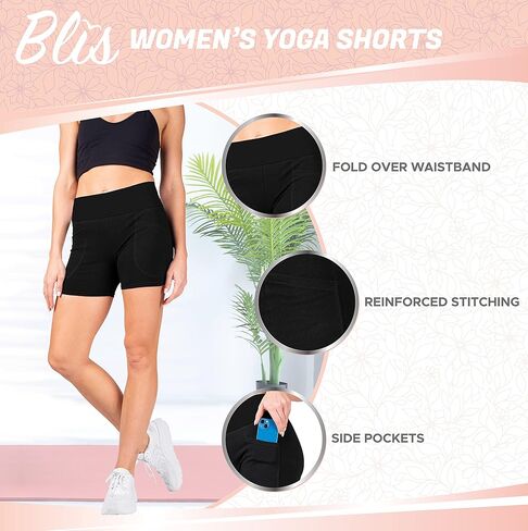 Blis Biker Shorts for Women with Fold Over Waistband High Waisted Workout Yoga Shorts Booty Shorts for Women in Kuwait