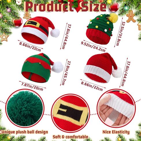 ال اي اي تي ار اس اتش مجموعة قبعات وجوارب محبوكة للكريسماس مكونة من 24 قطعة، تتضمن 12 قبعة صغيرة و12 زوج من الجوارب الطويلة، قبعات شتوية محبوكة للرجال والنساء والبالغين والاطفال، لوازم حفلات الكريسماس in Kuwait