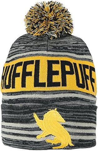 Harry Potter Hufflepuff Yellow Black Rolled Beanie in Saudi Arabia