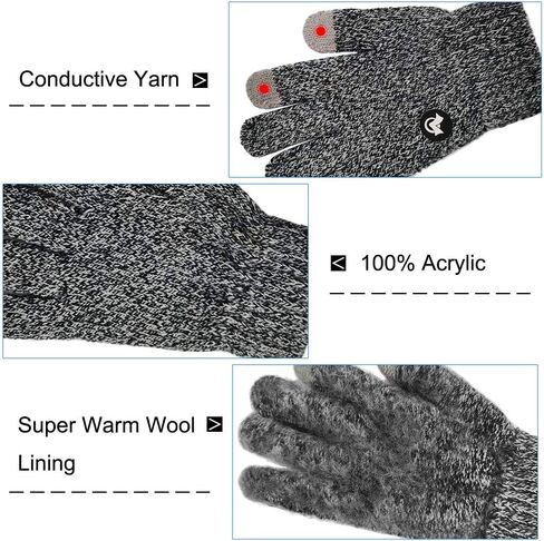 LETHMIK Mix Knit Touchscreen Gloves,Kids Texting Winter Cold Weather Gloves for Boys&Girls in Kuwait