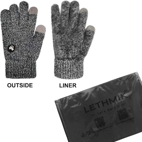 LETHMIK Mix Knit Touchscreen Gloves,Kids Texting Winter Cold Weather Gloves for Boys&Girls in Kuwait