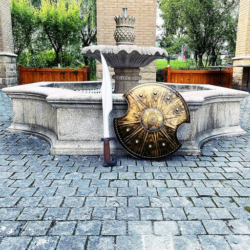 لويار درع حرب طروادة عتيق، درع يوناني قديم مصنوع يدويًا من المعدن لزي الجندي والفارس والمحارب ولعب المعركة والهالوين والحفلات التنكرية والمنزل والمكتب والبار والردهة وديكور الحائط in Kuwait