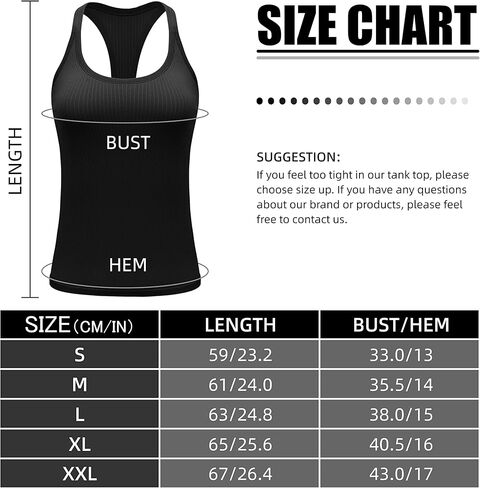 Jkboo Athletic Seamless Racerback Tank Top for Women, Workout Long Top with Build-in Bra Silm Fit Sleeveless Shirt in Kuwait