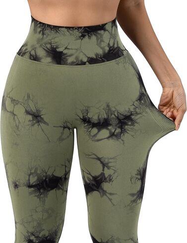 OMKAGI سروال نسائي ضيق لرفع المؤخرة بدون خياطة عالي الخصر للتمرين في صالة الألعاب الرياضية 2 قطعة in Kuwait