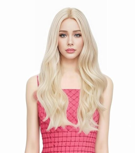 شعر مستعار أشقر طويل مموج من روجليس للنساء بدون أي غرة، شعر طبيعي ناعم مع شعر مستعار مقاوم للحرارة في الجزء الأوسط لحفلات الهالوين التنكرية والأزياء التنكرية in Kuwait