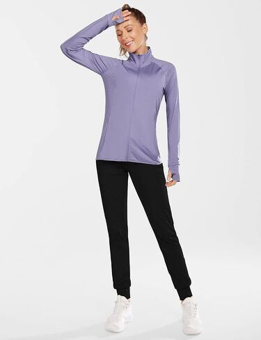 BALEAF Women's Long Sleeve Running Shirts UPF 50+ Sun Protection Full Zip Athletic Jackets Lightweight Zipper Pockets in Saudi Arabia