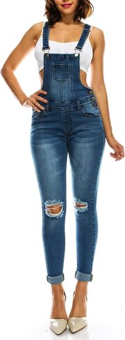 Women's Stretch Denim Skinny Slim Fit Overalls with Spandex in Saudi Arabia