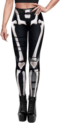 ألبيزيا هيكل عظمي للهالوين للنساء، سراويل فائقة النعومة، أزياء تنكرية in Kuwait