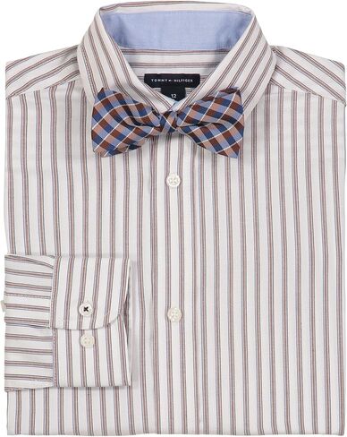 Tommy Hilfiger Boys' Long Sleeve Dress Shirt with Bow Tie, Collared Button-Down with Cuff Sleeves in Saudi Arabia