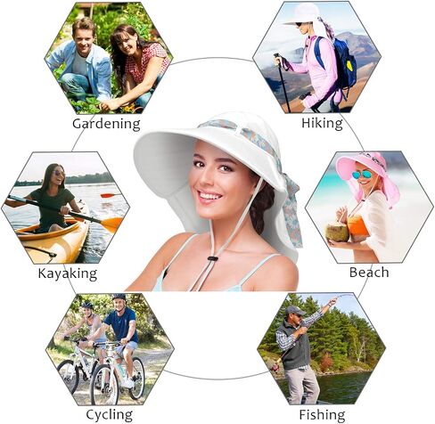 Solaris UPF 50+ Wide Brim Sun Hat for Women - Small Size Packable Lightweight, Floral Scarf Cooling Hat with Neck Flap in Saudi Arabia