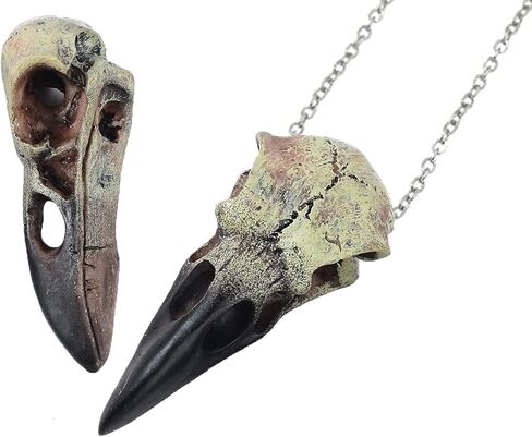 Sprstar القوطية الغراب الجمجمة قلادة، الجمجمة الغراب، فايكنغ الراتنج الطيور الجمجمة القوطي هدية، قابل للتعديل الجلود الحبل الرجال والنساء قلادة in Kuwait