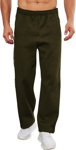 بنطلون رياضي رجالي من الصوف من Deyeek، سروال تمزيق 2 سحابات جانبية، بنطال مفتوح بالكامل للساق بعد الجراحة مع جيوب in Kuwait