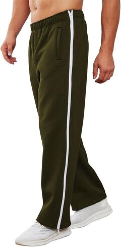 بنطلون رياضي رجالي من الصوف من Deyeek، سروال تمزيق 2 سحابات جانبية، بنطال مفتوح بالكامل للساق بعد الجراحة مع جيوب in Kuwait