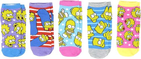 Hyp The Simpsons Character Faces Juniors/Womens 5 Pack Ankle Socks Shoe Size 4-10 in Saudi Arabia