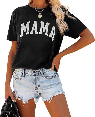 تي شيرت Tomteamell Mama للسيدات بأكمام قصيرة ورسومات للأم in Kuwait