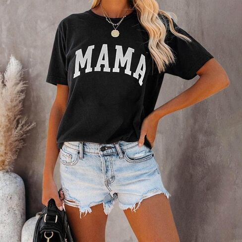 تي شيرت Tomteamell Mama للسيدات بأكمام قصيرة ورسومات للأم in Kuwait