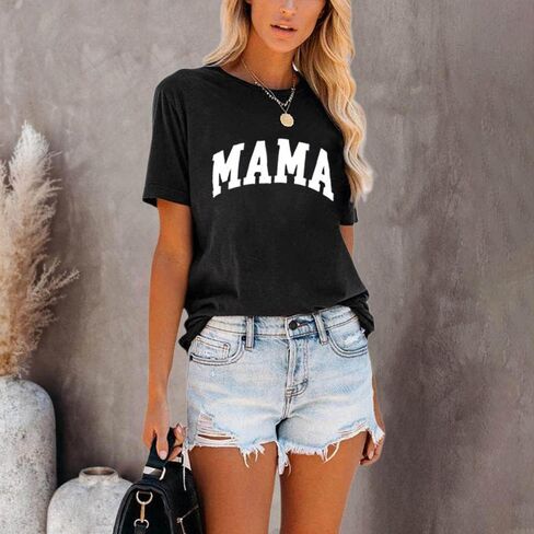 تي شيرت Tomteamell Mama للسيدات بأكمام قصيرة ورسومات للأم in Kuwait
