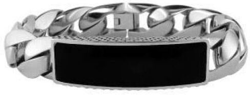 Men's Stainless Steel Bracelet with Black Onyx, 8.5" in Saudi Arabia