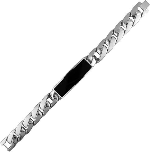 Men's Stainless Steel Bracelet with Black Onyx, 8.5" in Saudi Arabia