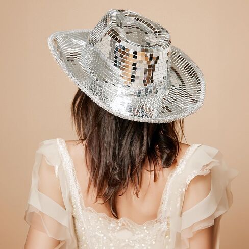 قبعة رعاة البقر ديسكو بول، قبعة رعاة البقر ذات مرآة من حجر الراين، قبعات مناسبة لحفلات الديسكو، والحفلات، والنوادي الليلية، وKTV in Kuwait