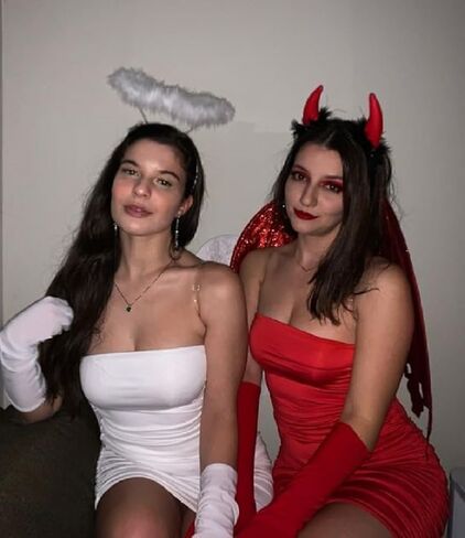 عصابة رأس قرون الشيطان ومجموعة عصابة رأس هالة الملاك، أزياء الهالوين للأزواج البالغين، عصابة رأس آذان الشيطان باللون الأحمر والأسود، عصابة رأس ملاك مع ريش أبيض، ملحقات شعر زاوية الشيطان للنساء in Kuwait